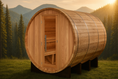 Load image into Gallery viewer, Golden Designs “Klosters” 6-Person Traditional Barrel Sauna Full View
