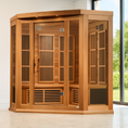 Load image into Gallery viewer, Maxxus “Avignon” 3-Person Corner Near Zero EMF FAR Infrared Sauna Full View 2