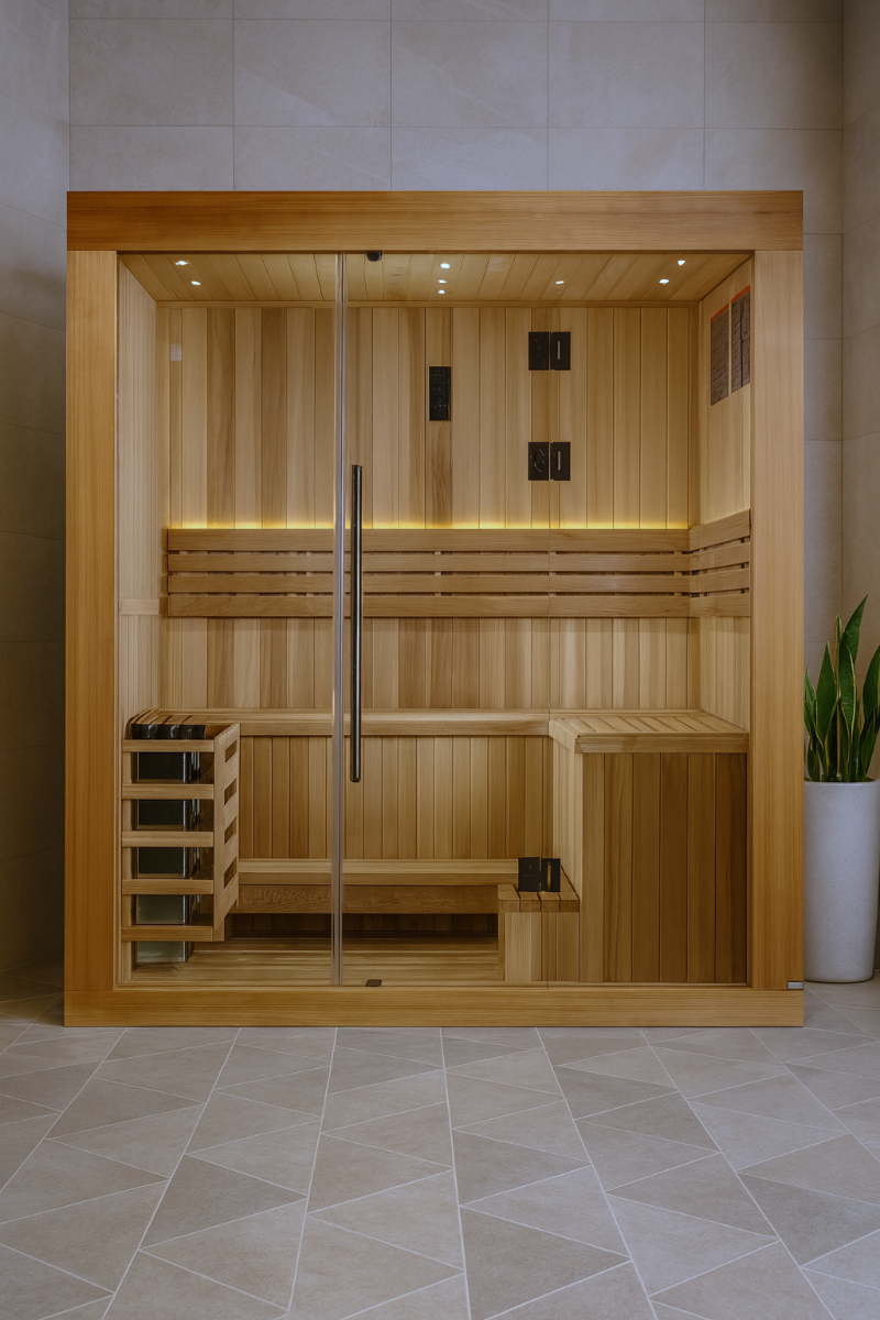 2025 Golden Designs Updated "Copenhagen" 3 Person Traditional Sauna (GDI-7389-02) Full View