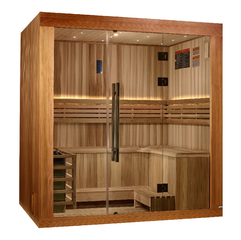 2025 Golden Designs Updated "Copenhagen" 3 Person Traditional Sauna (GDI-7389-02) Full View 2