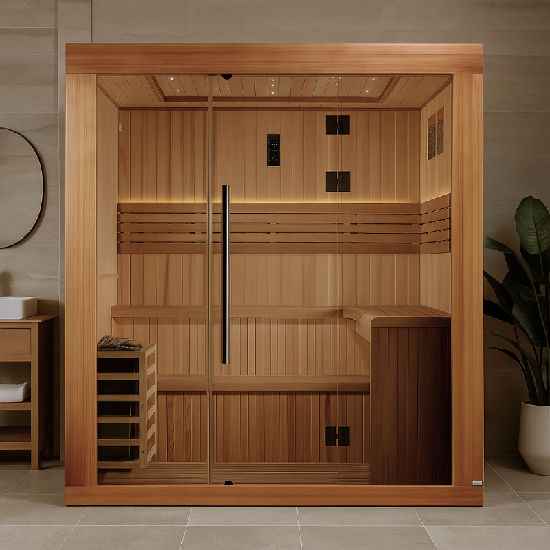 2025 Golden Designs Updated "Osla" 6 Person Traditional Sauna (GDI-7689-02)  Full View
