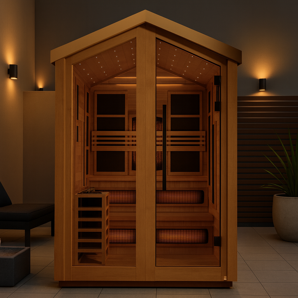 Golden Designs "Kaskinen" 6 Person Barn Hybrid (PureTech™ Full Spectrum IR or Traditional Stove) Outdoor Sauna (GDI-8526-01)