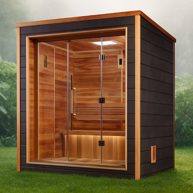 Golden Designs “Drammen” 3-Person Traditional Indoor/Outdoor Sauna Full View 2