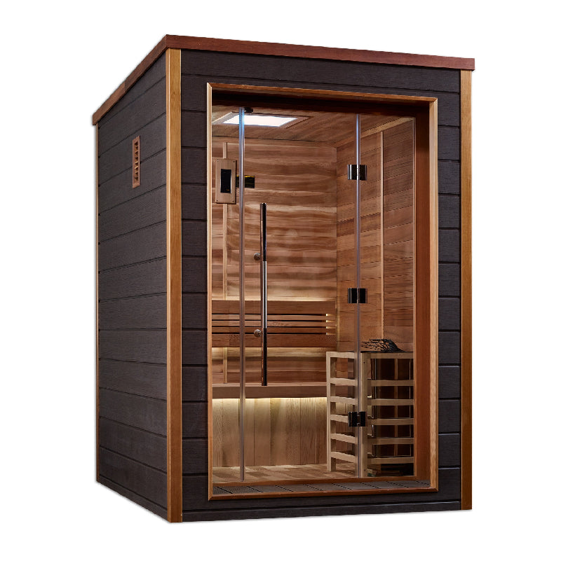 Golden Designs “Narvik” 2-Person Traditional Indoor/Outdoor Sauna Full View 3