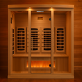 Load image into Gallery viewer, Golden Designs “Reserve Edition” 4-Person Full Spectrum Infrared Sauna with Himalayan Salt Bar Full View
