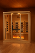 Load image into Gallery viewer, Golden Designs “Reserve Edition” 4-Person Full Spectrum Infrared Sauna with Himalayan Salt Bar Full View 2
