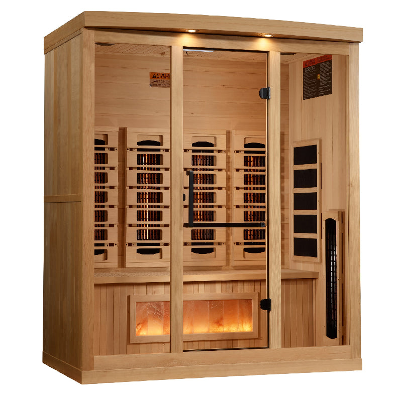 Golden Designs “Reserve Edition” 4-Person Full Spectrum Infrared Sauna with Himalayan Salt Bar Full View 3