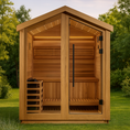Load image into Gallery viewer, Golden Designs “Savonlinna” 3-Person Traditional Barn Outdoor Sauna Full View
