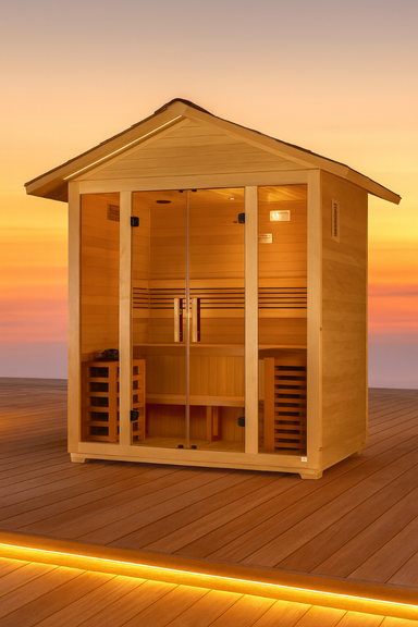 Golden Designs “Vorarlberg” 5-Person Traditional Outdoor Sauna Full View 2
