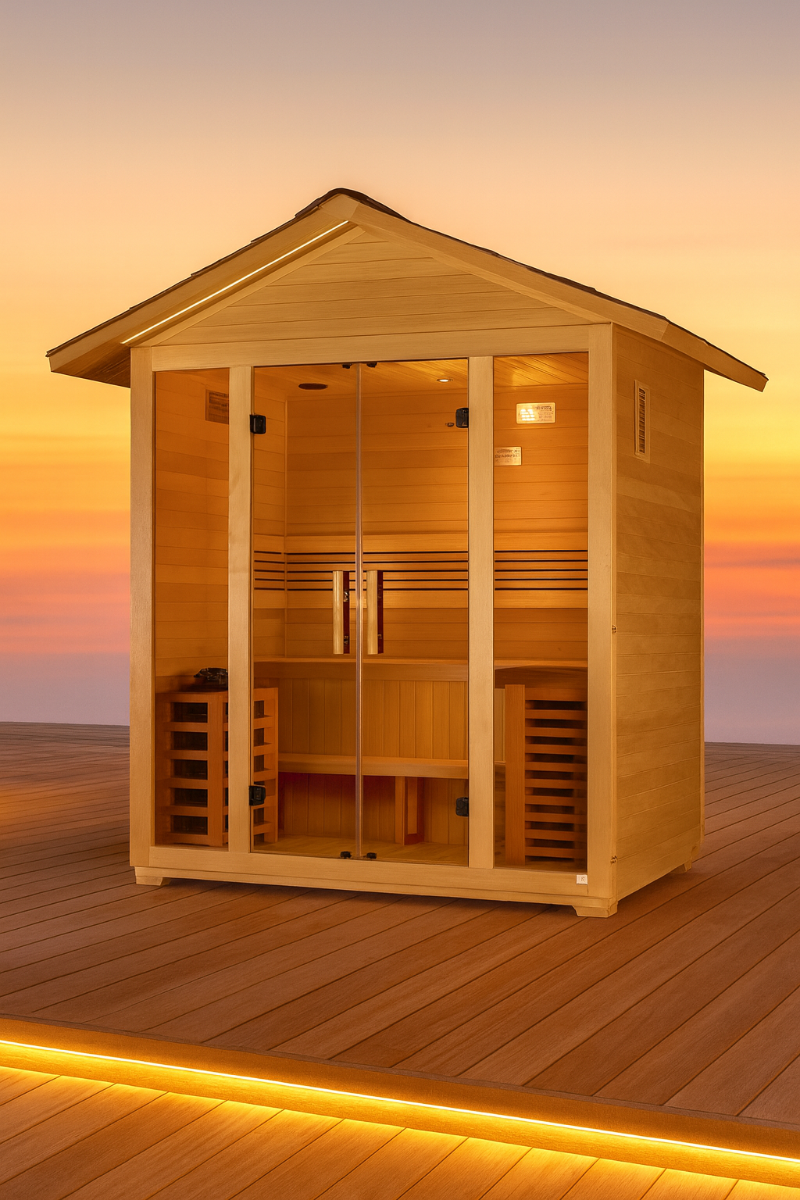 Golden Designs “Vorarlberg” 5-Person Traditional Outdoor Sauna Full View 2