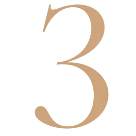 Large brown number '3' on a beige background